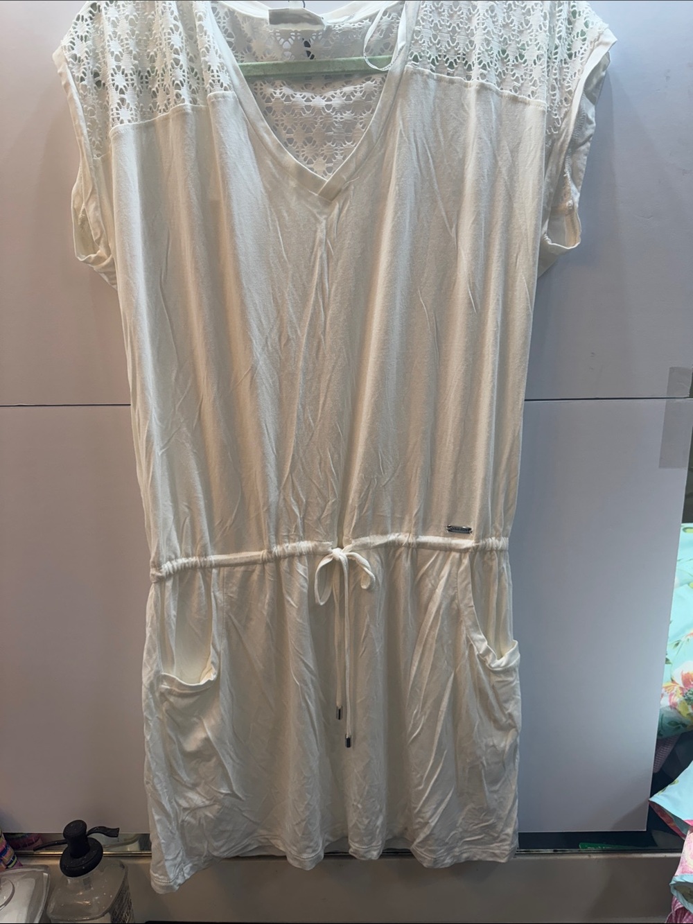 Calvin Klein Cream Lace Yoke Swim Coverup